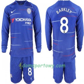Koszulka Chelsea Ross Barkley 8 Dziecięcy Domowe Koszulki Piłkarskie 2018-2019 Długi Rękaw